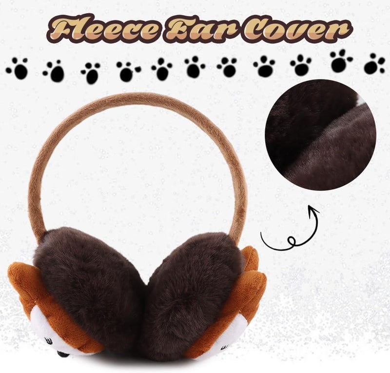 Peecabe Winter Kids Earmuffs Warm Girl Ear Muffs For Toddler Kid Children Earmuff with Cat Ears Girls Ear Warmer (Coffee Fox) - Image 4